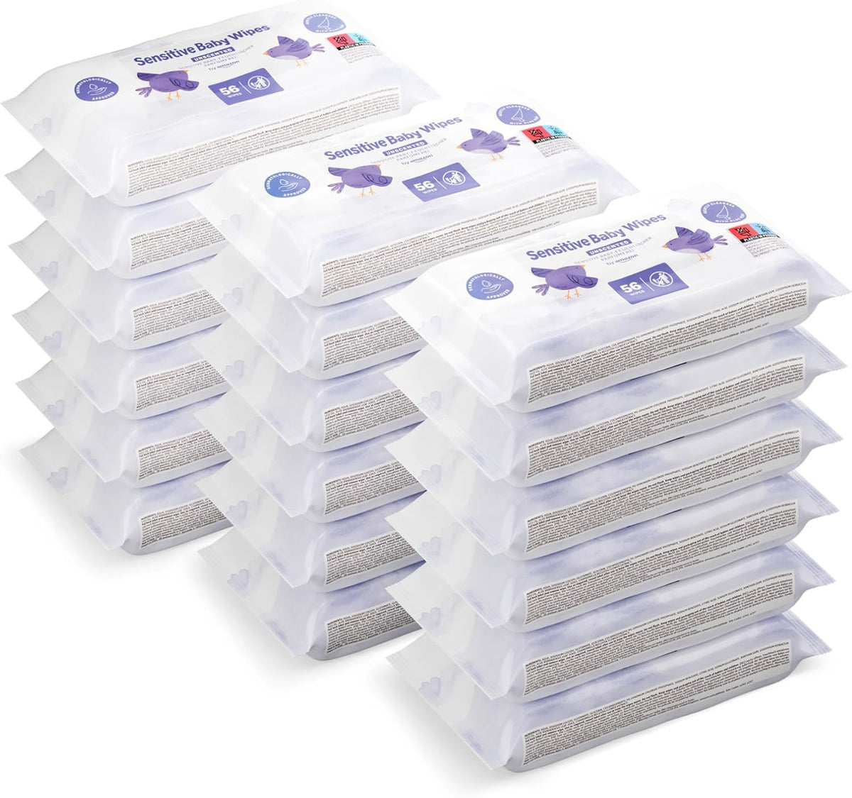 Amazon Sensitive Baby Wipes 1008, non parfumées, 18 paquets de 56 (anciennement marque Mama Bear, produit identique)