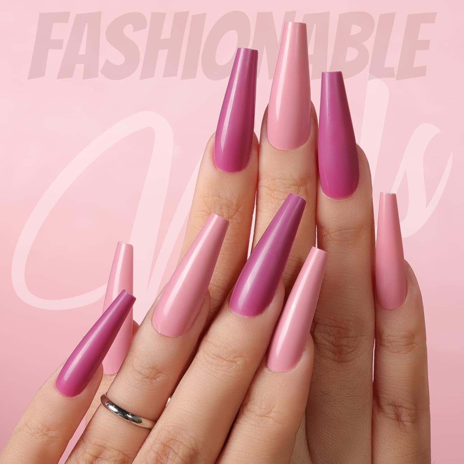 FANDAMEI 12 couleurs 288 pièces faux ongles lisses longue ballerine cercueil faux ongles acrylique ongles conseils longue ballerine faux ongles