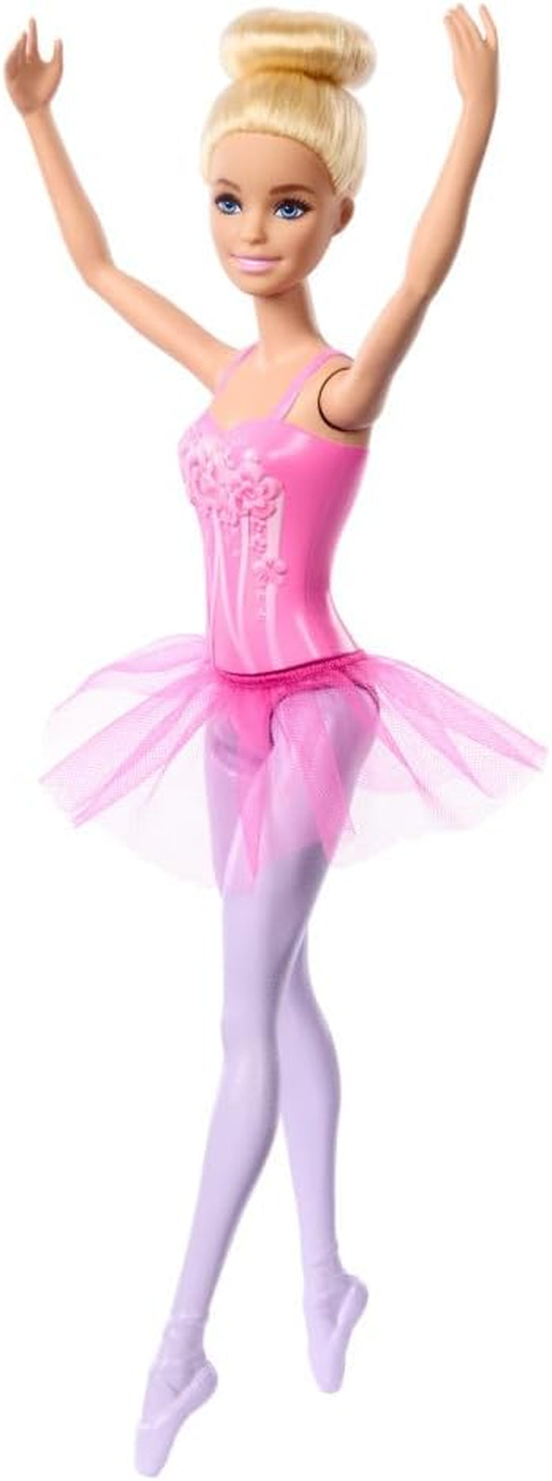 Barbie Ballerina-Puppe, Blonde Modepuppe in lilafarbenem, ausziehbarem Tutu, mit Ballettarmen und Ballerinaspitzenschuhen, HRG34