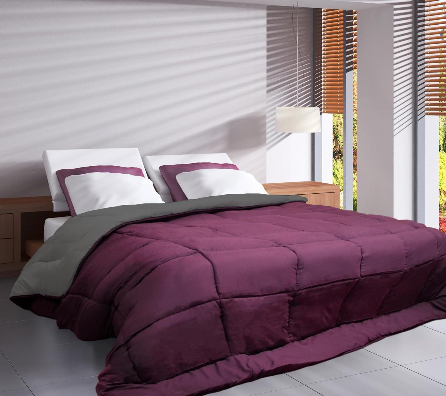 Toison D'Or Couette Cocoon, prune/acier, 140 X 200 Cm Couettes et couettes Naty Shop Prune/acier 200Cm X 200Cm