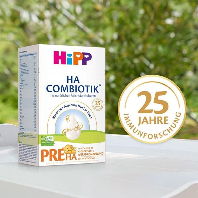 HiPP PRE HA Combiotik (4 x 600g), lait maternisé en poudre hydrolysé pour nourrissons dès la naissance, avec cultures naturelles d'acide lactique, pour système immunitaire sensible