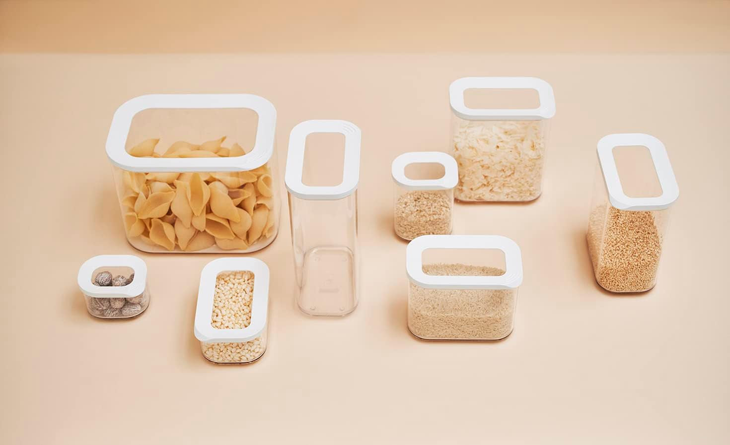 Mepal Lot de 3 Bocaux de Conservation avec Couvercles - Récipient Alimentaire Rectangulaire - Organisateur de Cuisine en Plastique - Récipient de Conservation Hermétique - 1x 2000ml & 2x 1000ml - Boites de Conservation Alimentaires Blanches Naty Shop