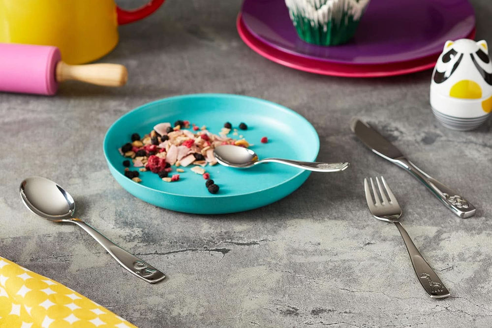 WMF Animals set de couverts en acier inoxydable pour enfants, 4 pièces, poli Cromargan Kitchen Naty Shop