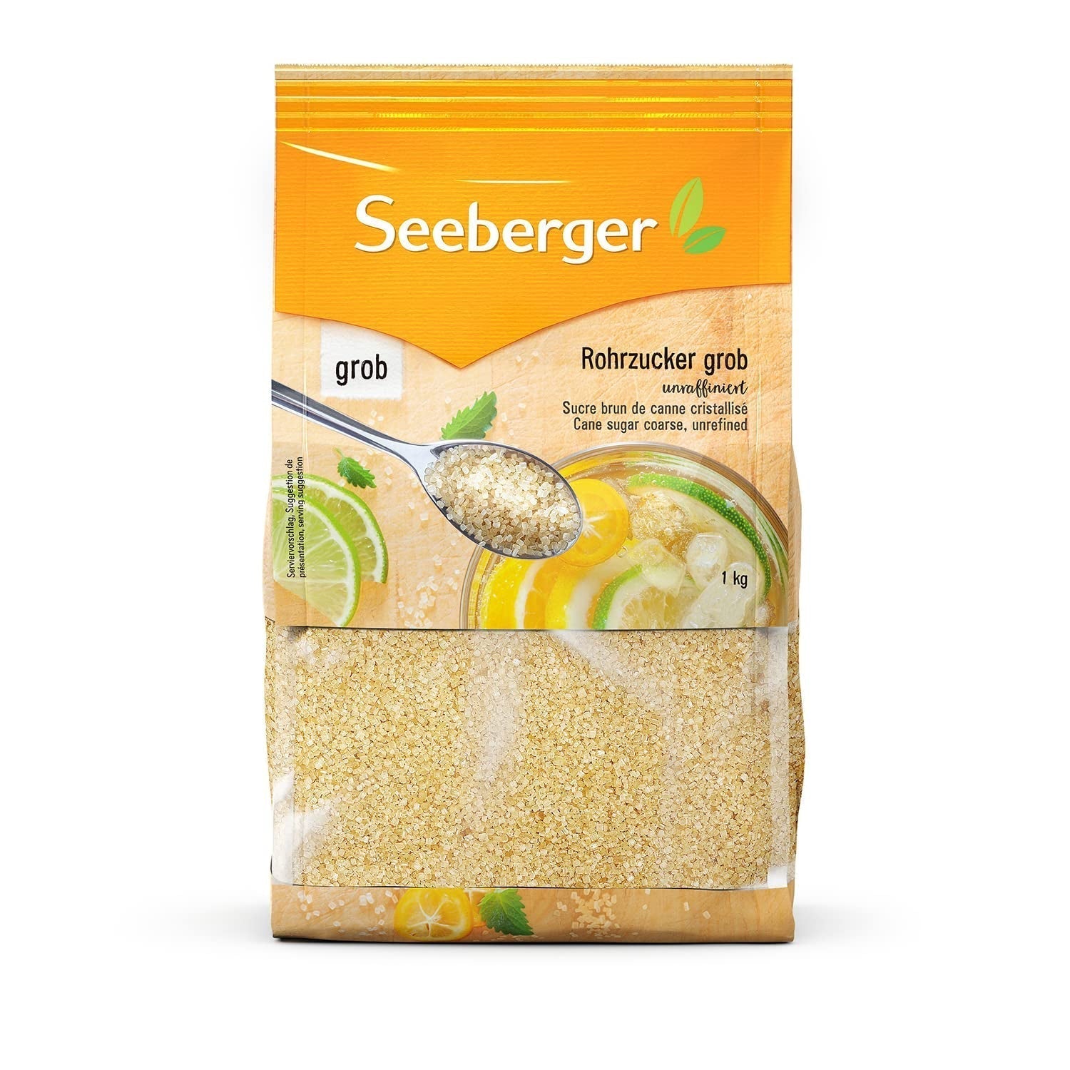 Seeberger Rohrzucker Grob 5Er Pack : Vollrohrzucker Besonders Aromatisch - Idéal pour les cocktails et le dos - Grob - Non raffiné, végétalien (5 X 1 Kg) Édulcorants Naty Shop 1 Kg (1Er-Pack)