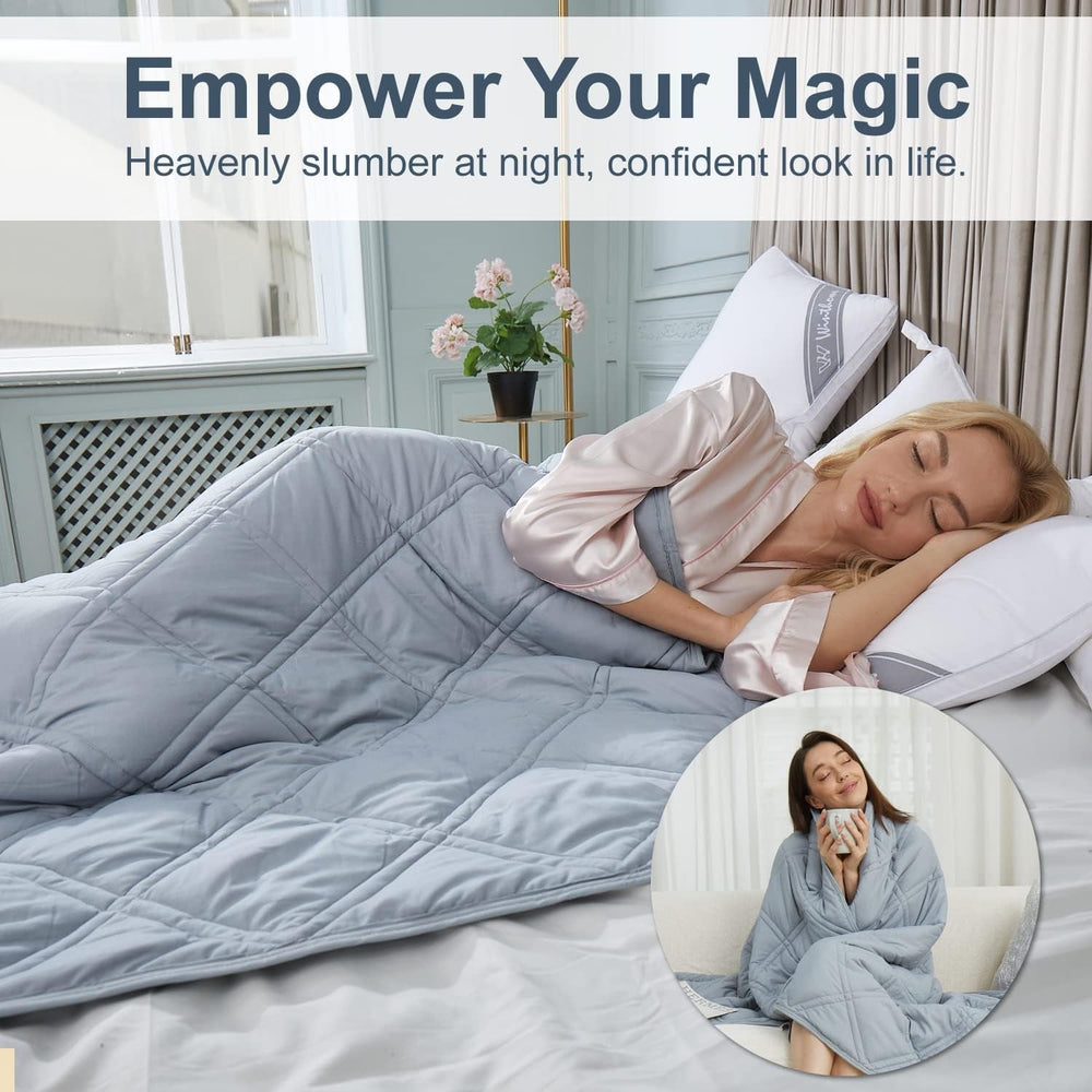 Winthome Couverture lestée avec housse de couette 150 x 205 cm 10,4 kg, couverture lestée confortable, couverture thérapeutique anti-stress, couverture lourde pour un sommeil profond et une meilleure récupération, couverture lourde pour lits et couvertures adultes (gris) Besuche den Winthome-Store
