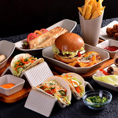 CreaTable, 33984, Série Street Food, Service de Vaisselle pour 2, Support Street Taco 2 en Grès, Passe au Lave-Vaisselle et au Micro-Ondes, Fabrication de Qualité