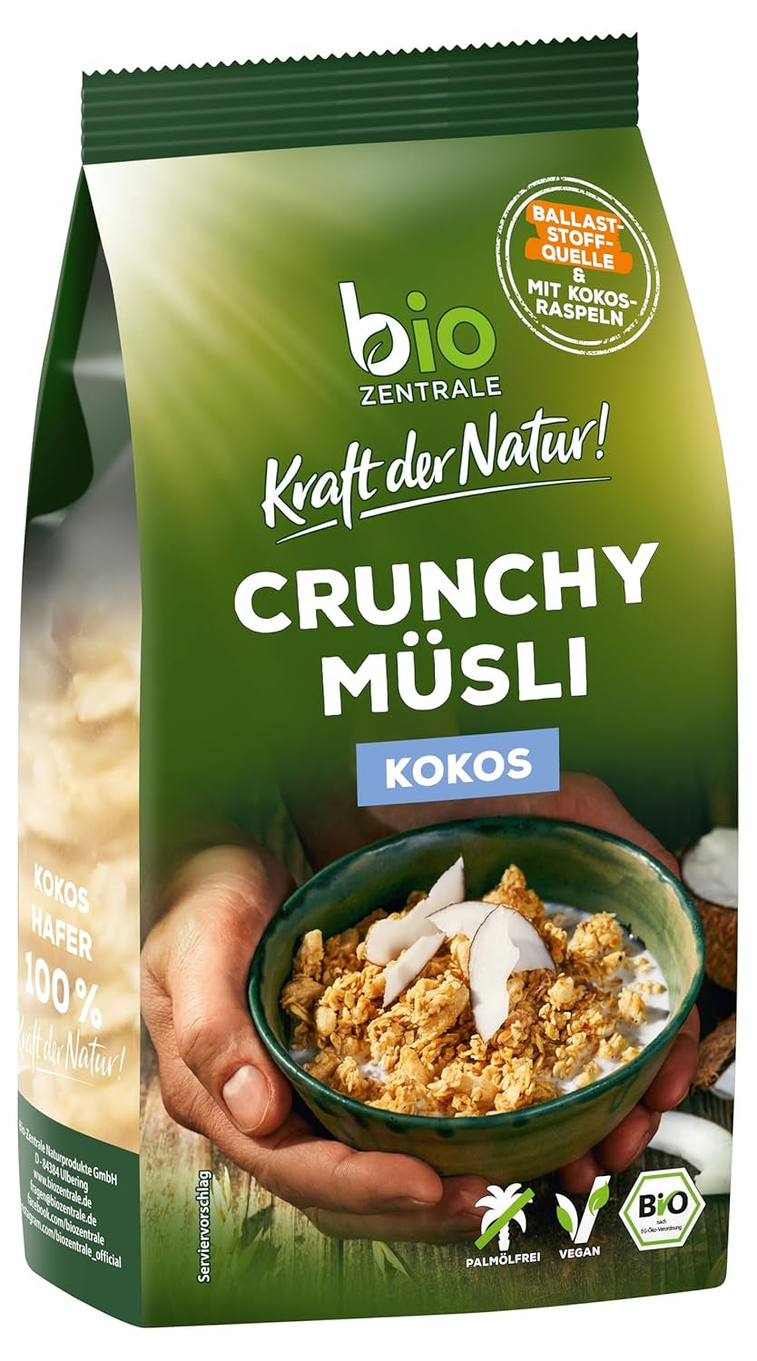 Muesli croustillant aux baies Biozentrale | 375 g de Muesli bio | Idéal pour le petit-déjeuner et votre tasse de muesli à emporter | Une alternative aux barres de muesli