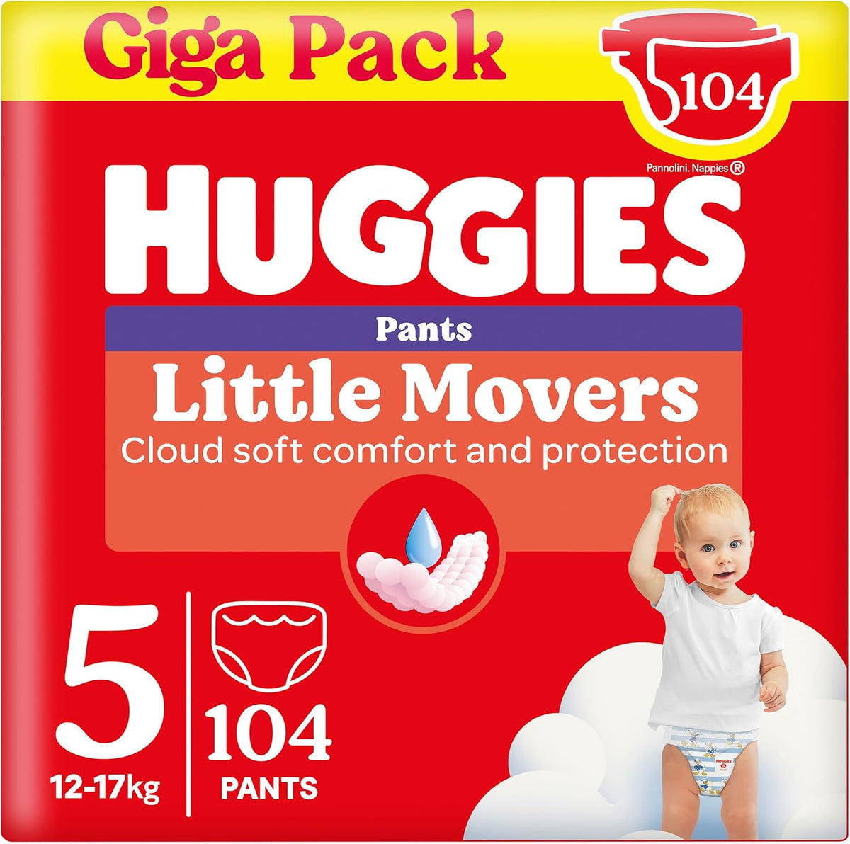 Huggies Little Movers Disney Pantalon, taille 5, 104 pièces (2 x 52), boîte mensuelle