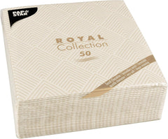 Papstar, 50 serviettes "Collection ROYAL" pli 1/4 40 Cm X 40 Cm champagne "Élégance", #86497