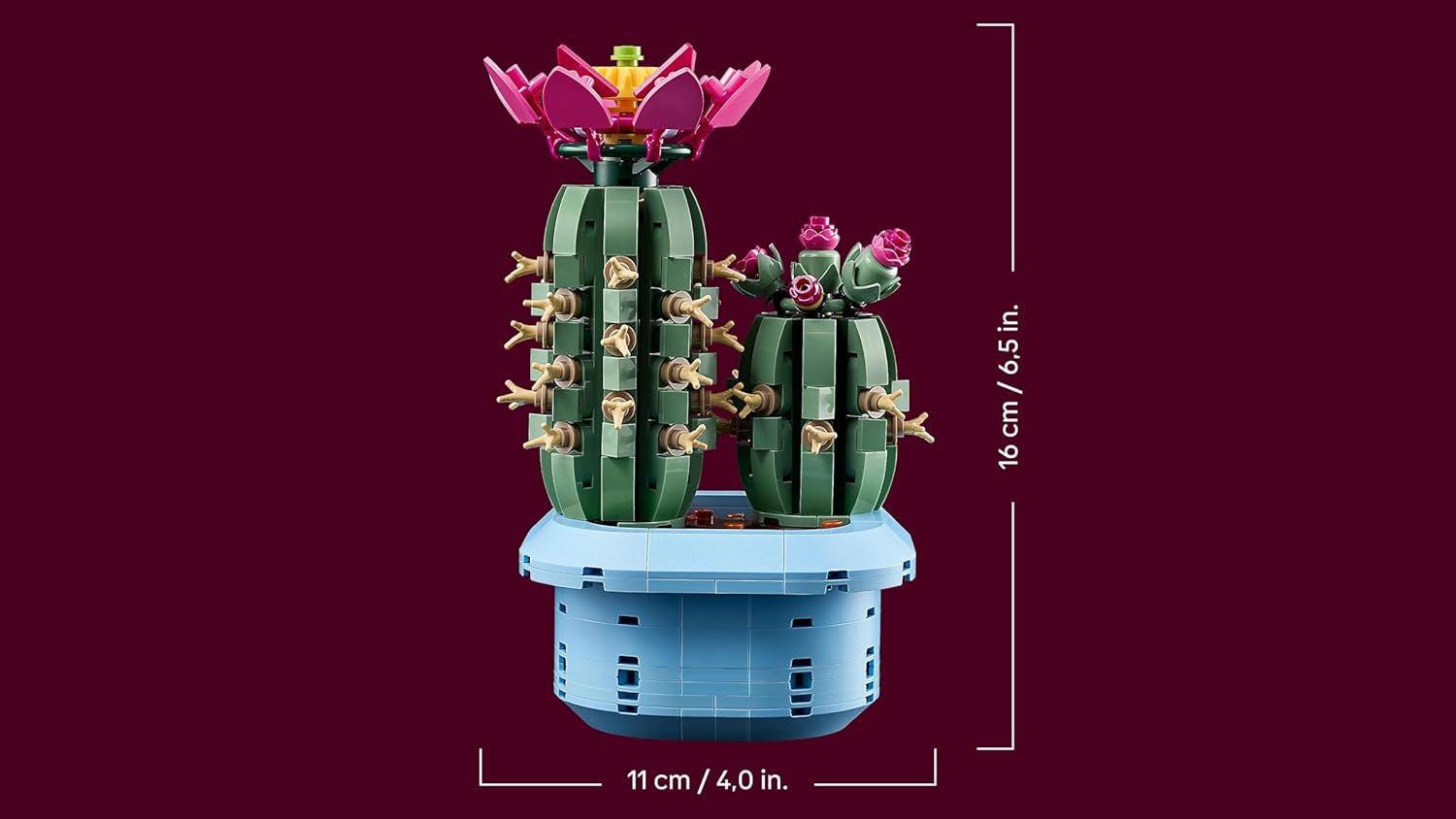 LEGO Botanicals Blühender Kaktus - Set mit Kunstpflanze mit 2 Kakteen & künstlichen Blüten - DIY Deko - Geschenkidee zum Geburtstag für Mädchen ab 9 Jahren & Erwachsene Pflanzenliebhaber - 11509