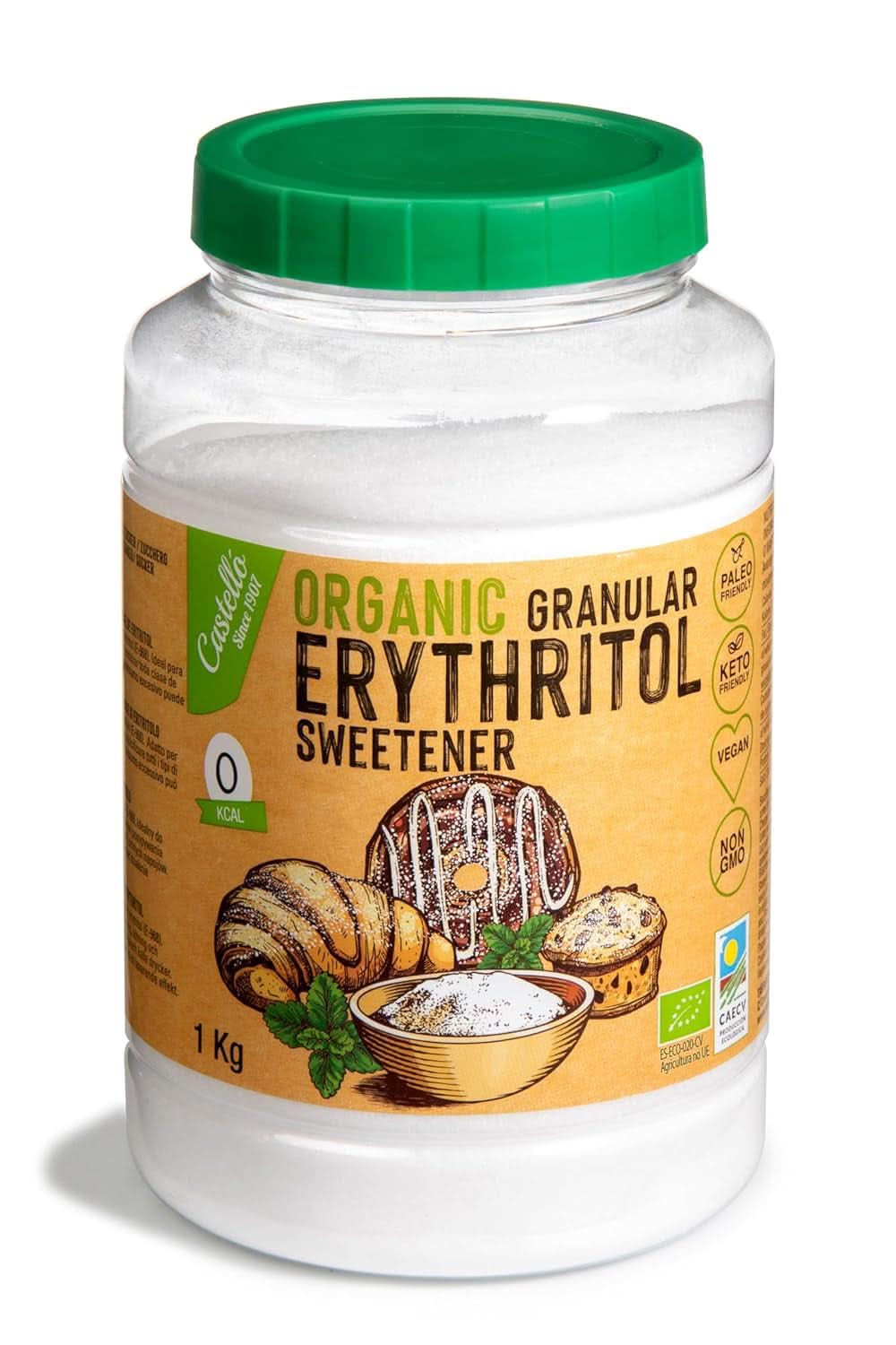 Érythritol naturel bio, 10G = 7G de sucre, 1 Kg Édulcorants Naty Shop