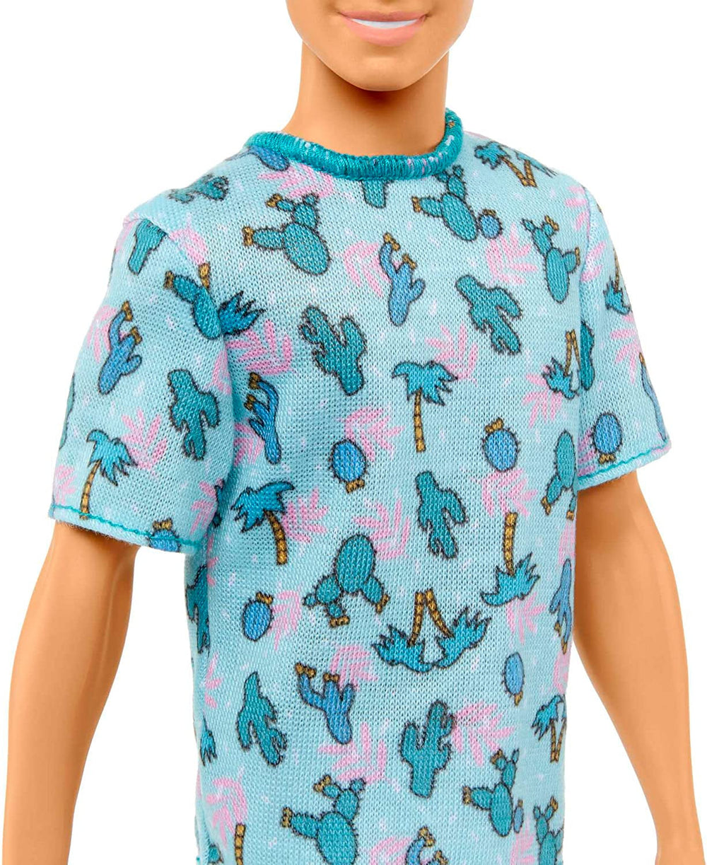 Poupée Barbie Ken Fashionistas - T-shirt imprimé cactus et palmiers, short et baskets blancs, parfaite pour les aventures entre amis et les promenades en ville, pour les enfants de 3 ans et plus, HJT10 Naty Shop Dolls