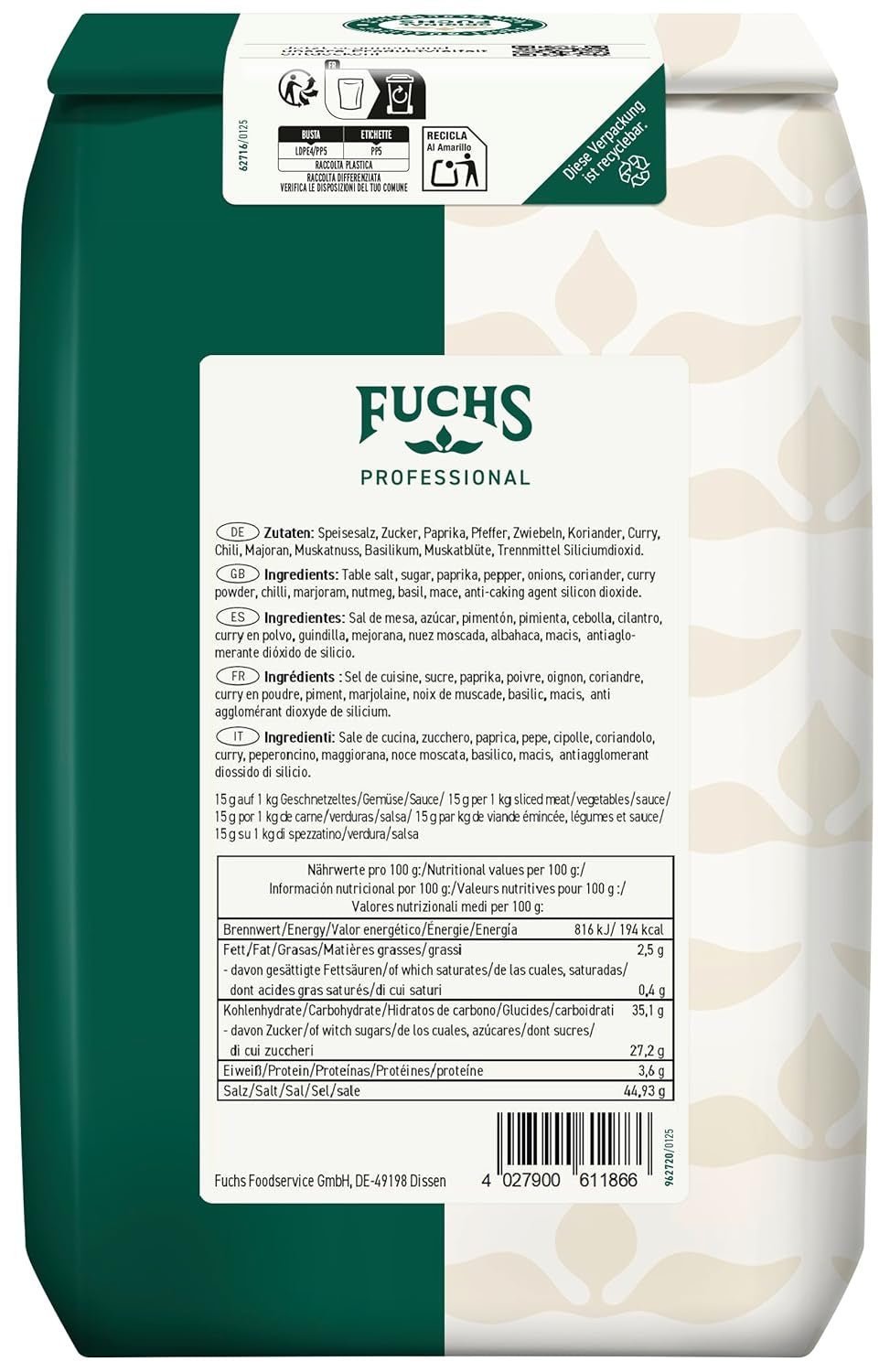 - Chine Gewürzsalz | Vielseitig einsetzbares asiatiques Gewürz | Kein Salzen mehr erforderlich | Qualité professionnelle pour grossistes | Sac recyclable de 1,5 kg