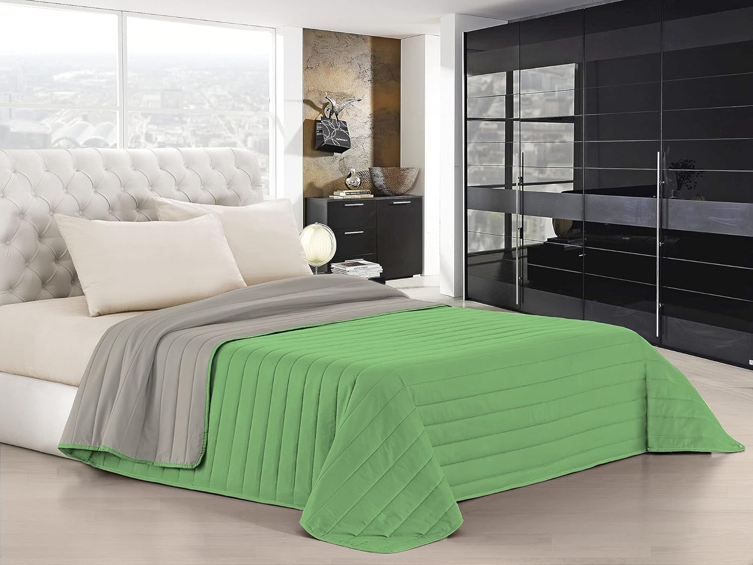 Linge de lit italien Estivo lit simple, linge, Aqua, 170 X 270 Cm Couettes et couettes Naty Shop Vert/gris clair Matrimoniale, 260X270 Cm