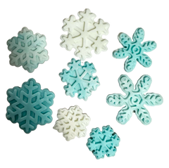 Set 8 decoratiuni comestibile din zahar, Fulgi de nea Decoratiuni din Pasta de Zahar Naty Shop