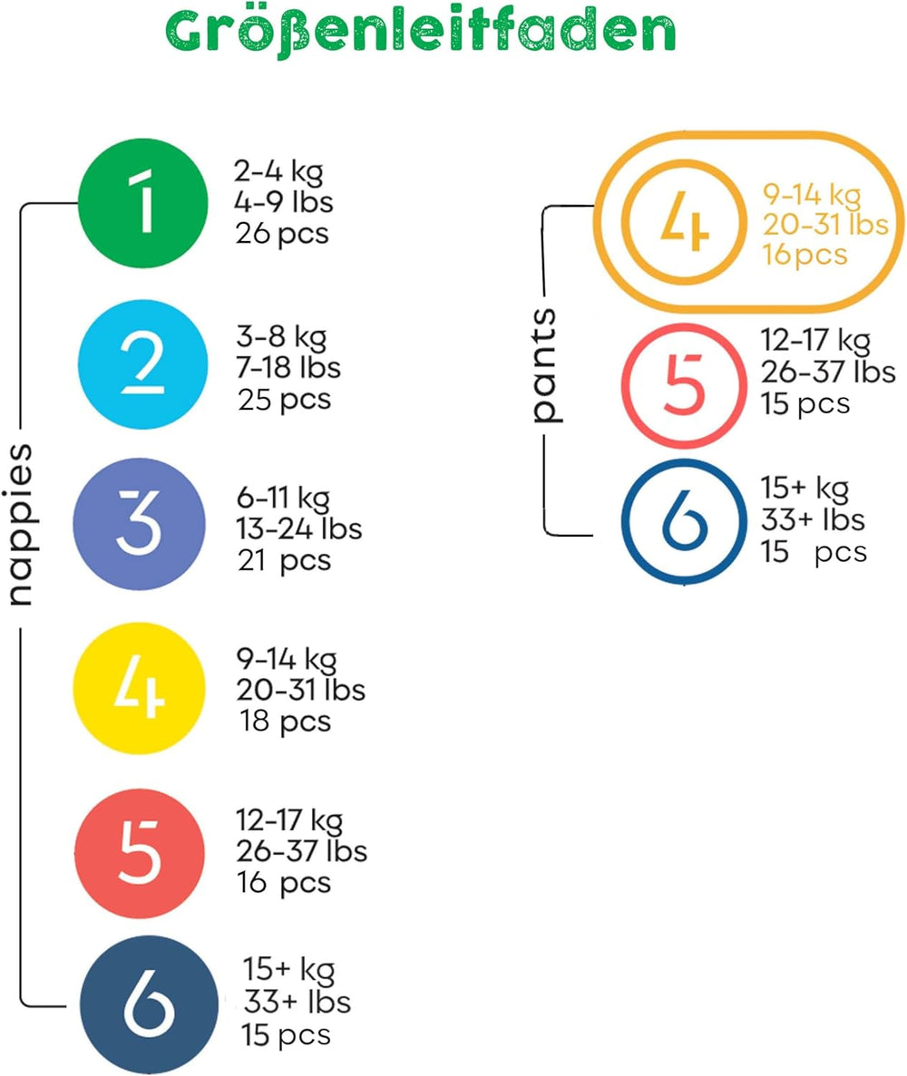 Bambiboo Couches jetables, respectueuses de la peau, fibre de bambou fine - Couches pour bébé - Couvre-couches jetables - Protection de la peau sensible - Très absorbante - Taille 4 (Maxi), 16 pièces