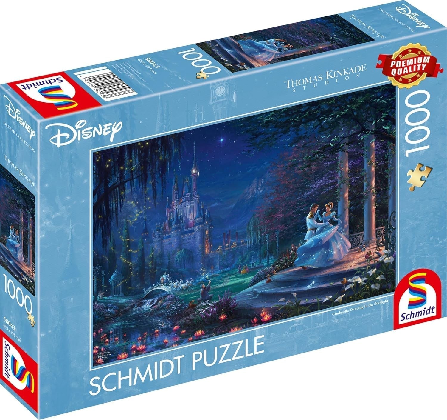 Schmidt Spiele 58043 Thomas Kinkade, Disney, Cendrillon dansant à la lumière des étoiles, puzzle 1000 pièces, puzzle coloré Naty Shop