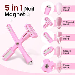 SUPWEE Outil magnétique pour ongles 5 en 1, aimant œil de chat rose pour ongles, stylo magnétique multifonction DIY, ensemble de stylos magnétiques 3D magiques, bâton magnétique pour Nail Art, outil de bricolage