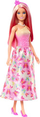 Poupée Barbie Royale avec cheveux blonds et roses fantaisie, accessoires colorés, haut dégradé rose et jupe papillon, HRR08 Naty Shop Dolls Titre par défaut