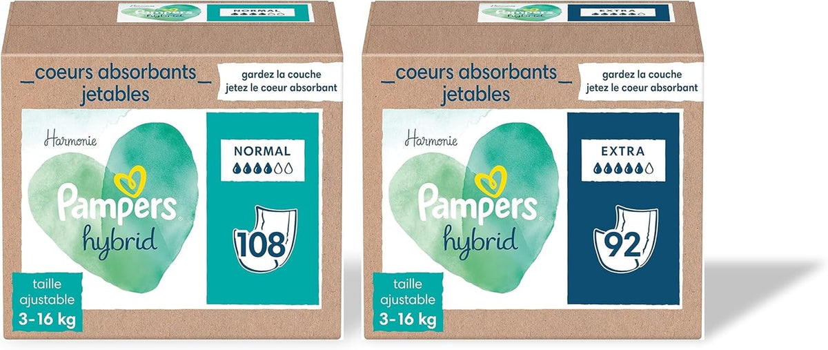 Harmony Hybrid 200 noyaux de protection jetables, capacité d'absorption supplémentaire pour couches hybrides lavables, protège la peau sensible de bébé