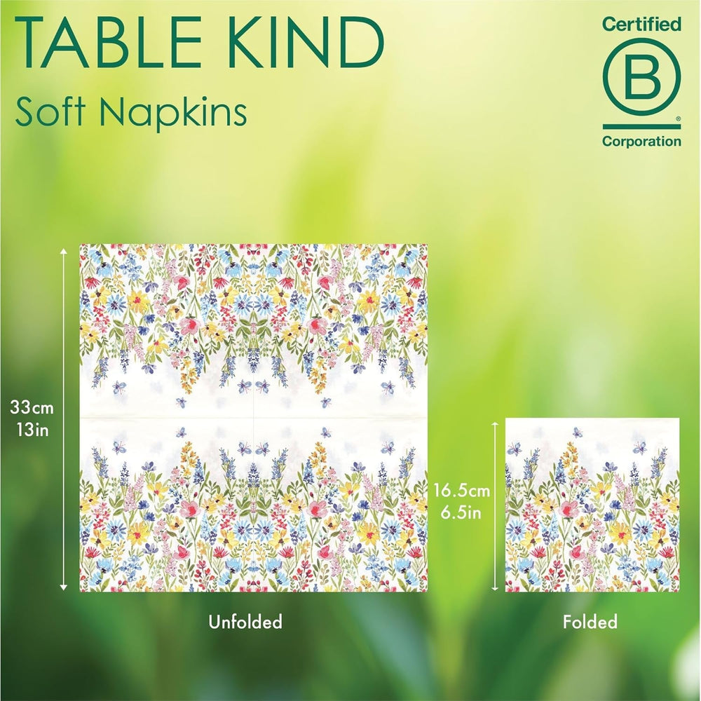 Talking Tables Serviettes jetables de type table, serviettes en papier doux, serviettes jetables à motif floral, pour les mariages ou un usage quotidien, écologiques, compostables, recyclables