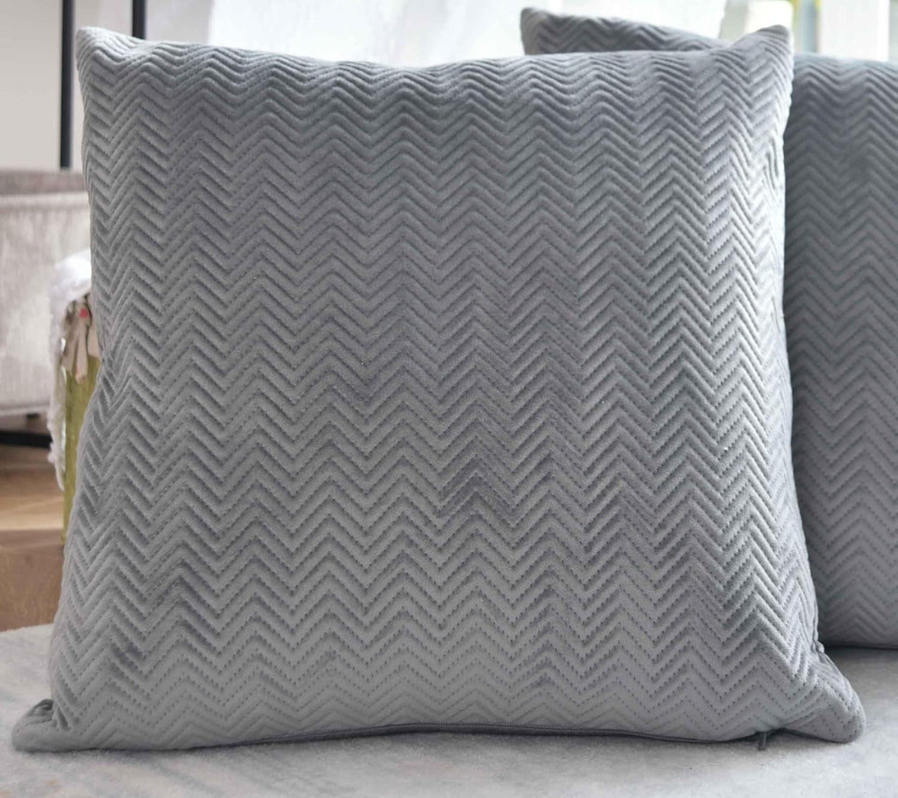 Coussin décoratif à rideaux Lxl 45x45 cm Jacquard vert "Greta" avec motif à chevrons Entretien facile Fermeture à glissière Remplissage doux 320G - Variété de couleurs, 2023510 Oreillers de voyage Naty Shop Gris