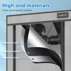 Aygrochy Tente de culture 60 x 60 x 160 cm Tente de culture intérieure avec plateau inférieur amovible réfléchissant en PEVA blanc pour espace de culture des plantes