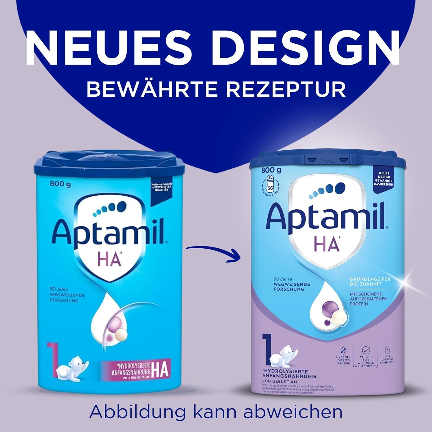 Aptamil HA 1 - Préparation pour nourrissons dès la naissance, avec DHA, sans lactose, sans huile de palme, nourriture pour bébé, lait en poudre, 1 x 800 g