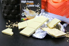 frankonia CHOCOLAT POWER MOTION sans sucre ajouté - Chocolat blanc croquant à haute teneur en protéines et faible en glucides, 90 g