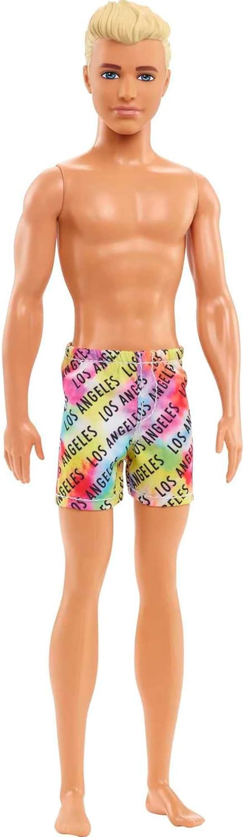 Barbie Ken - Blonde Puppe mit blauem Hemd und Badehose, Strand-Accessoires und Wasserball für kreatives Spielen, für Kinder ab 3 Jahren, HPL74