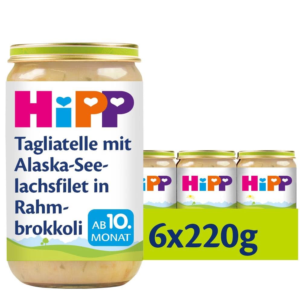 Tagliatelles Hipp aux filets de goberge d'Alaska à la crème de brocoli, paquet de 6 (6 X 220 grammes) Mère et Enfant Naty Shop 220 grammes Tagliatelles Hipp