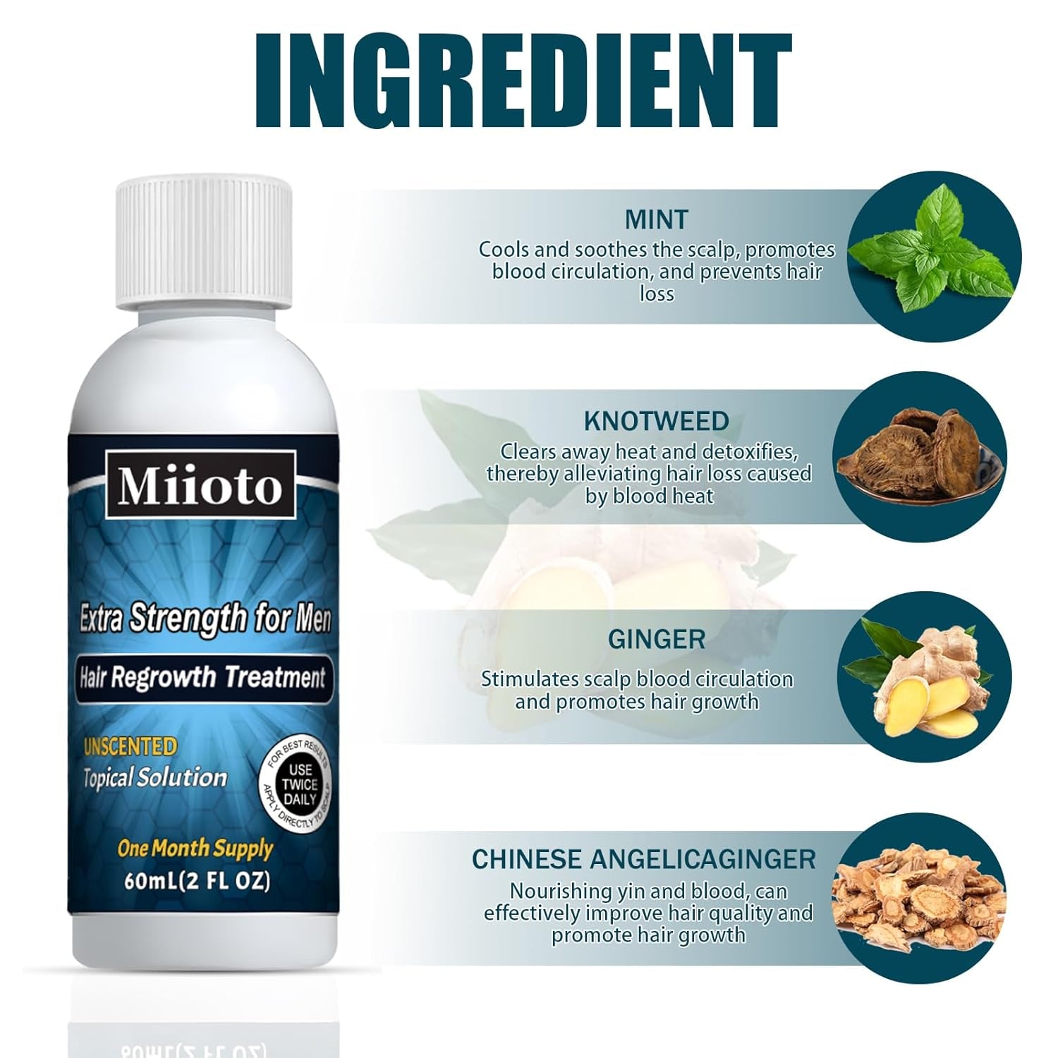 Sérum de croissance des cheveux Miioto, produit de croissance des cheveux pour hommes 180ML, sérum de croissance des cheveux, soin du cuir chevelu favorise les cheveux plus épais nourrit le cuir chevelu et prévient la chute des cheveux Naty Shop