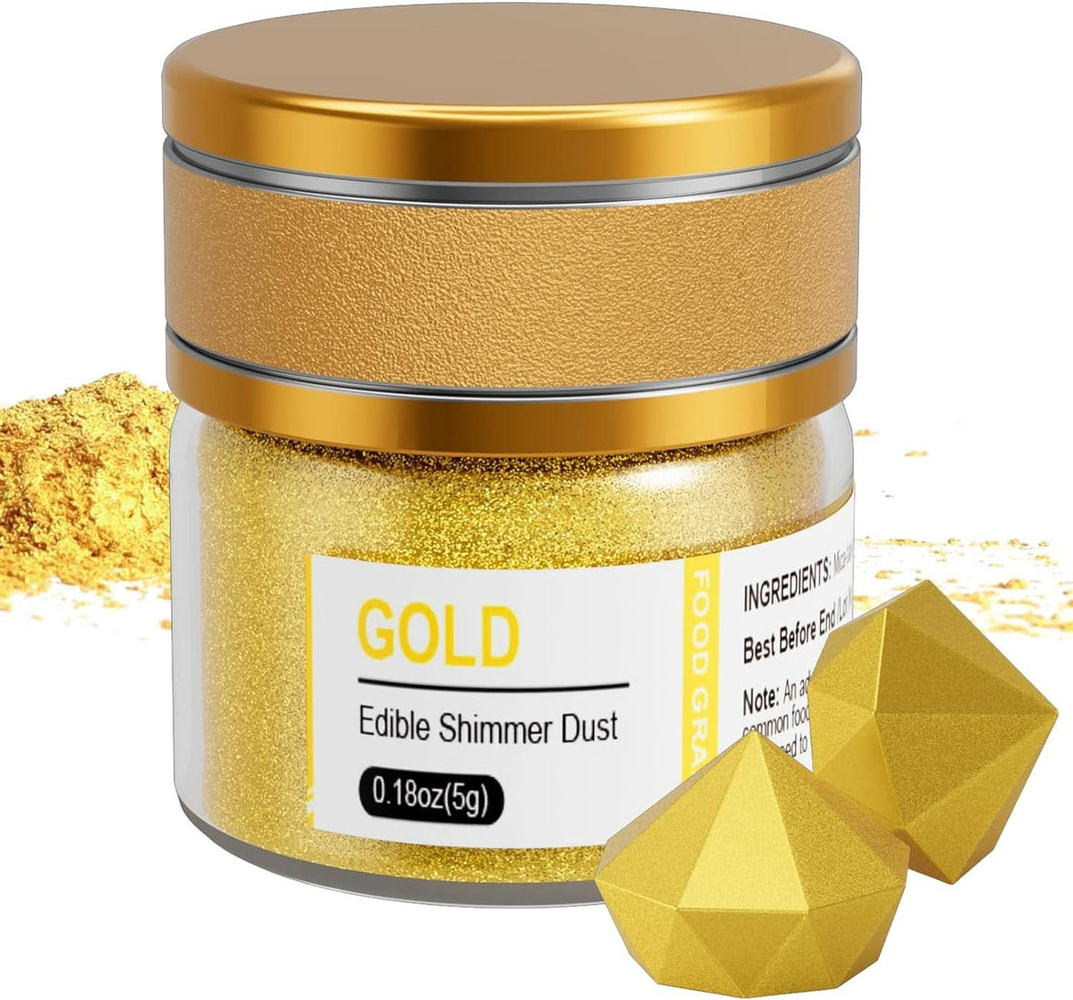 Paillettes comestibles, diverses nuances, 5 grammes Naty Shop Gold