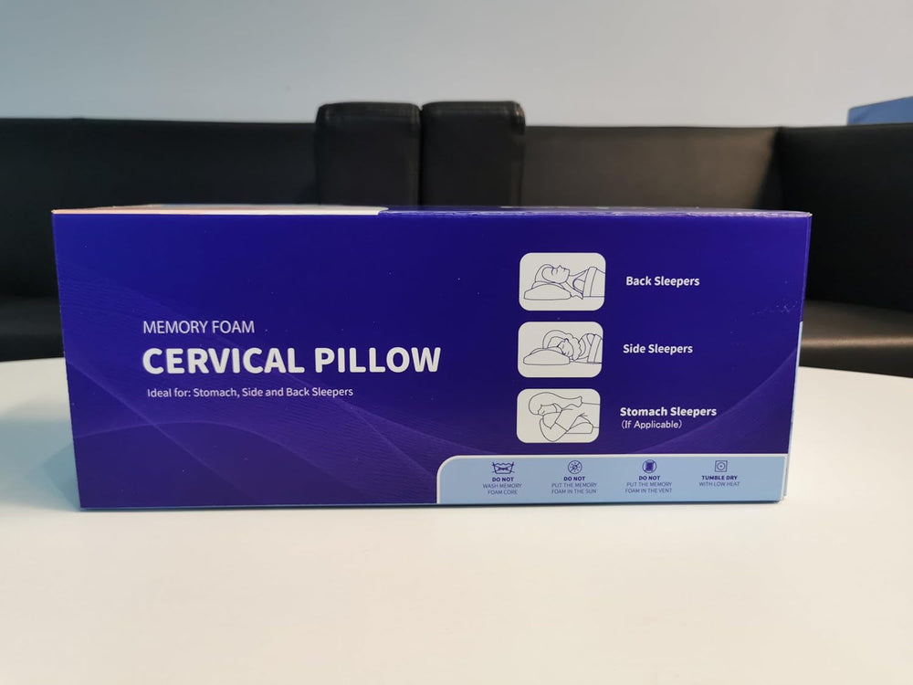 Oreiller orthopédique ergonomique pour douleurs cervicales, oreiller en mousse à mémoire de forme abdominale, oreiller anti-ronflement pour hommes et femmes (62 x 34,5 x 12/8 cm) Oreillers orthopédiques cervicaux Naty Shop