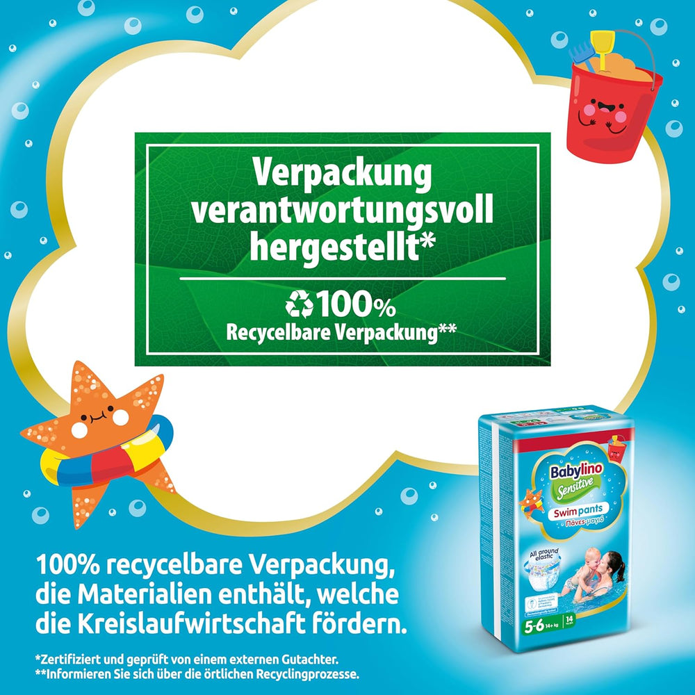 Couches Sensitive Swim Pants, pour mer et piscine, taille 5-6 (plus de 14 kg), 84 pièces