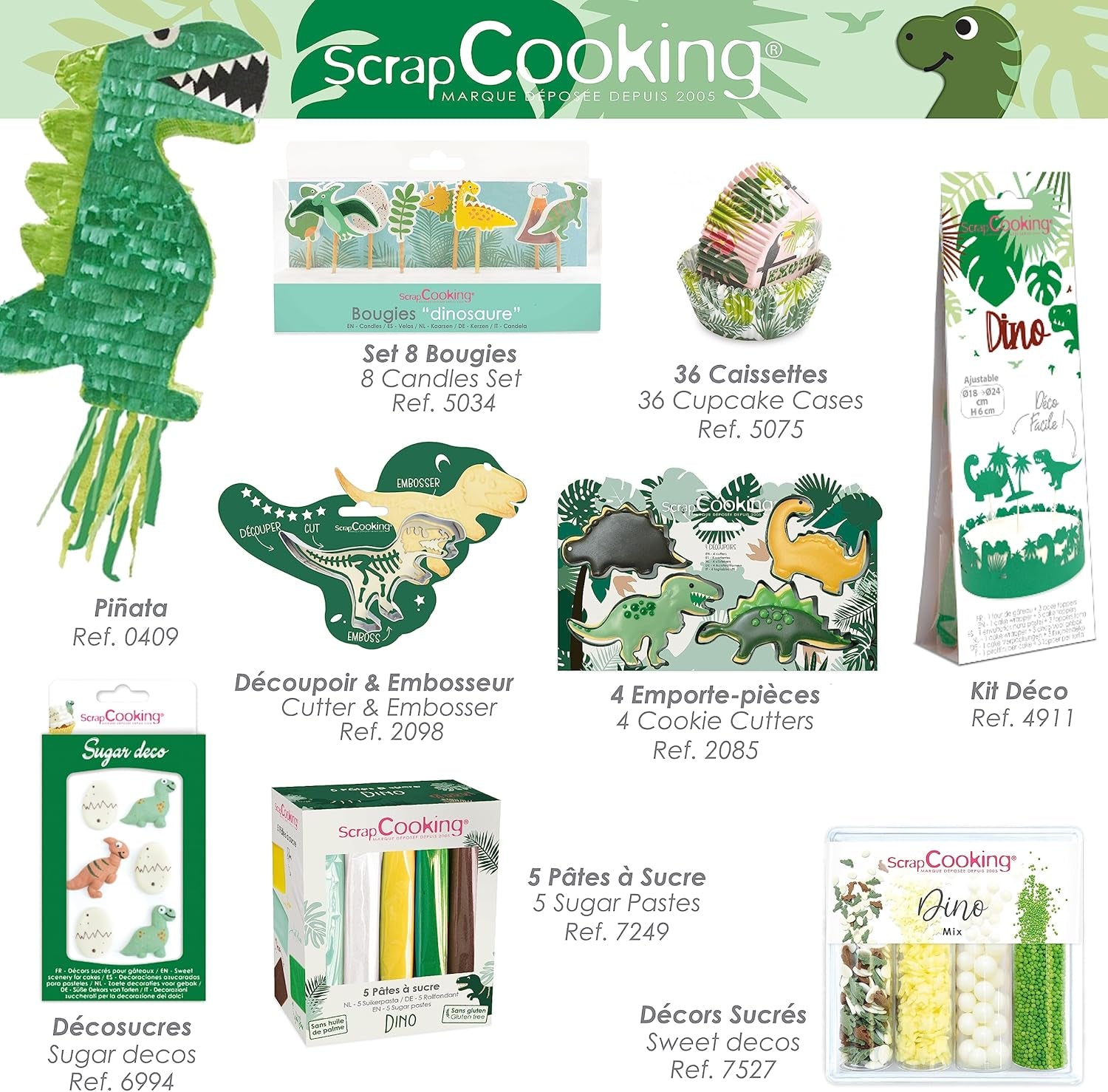 ScrapCooking - 4 emporte-pièces dinosaures - emporte-pièces en métal - mini emporte-pièces dinosaures - décorations d'anniversaire animaux de la jungle accessoires de pâtisserie - 2085
