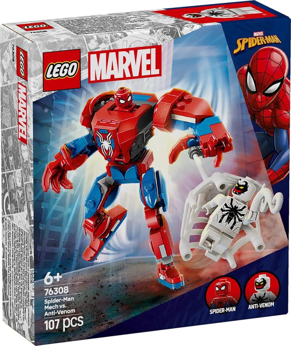 LEGO Marvel Spider-Man Mech contre. Anti-Venom - Jouet de super-héros avec 2 figurines - Figurine avec bras, jambes et doigts mobiles - Cadeau pour garçons et filles à partir de 6 ans 76308 Besuche den LEGO-Store Building Sets