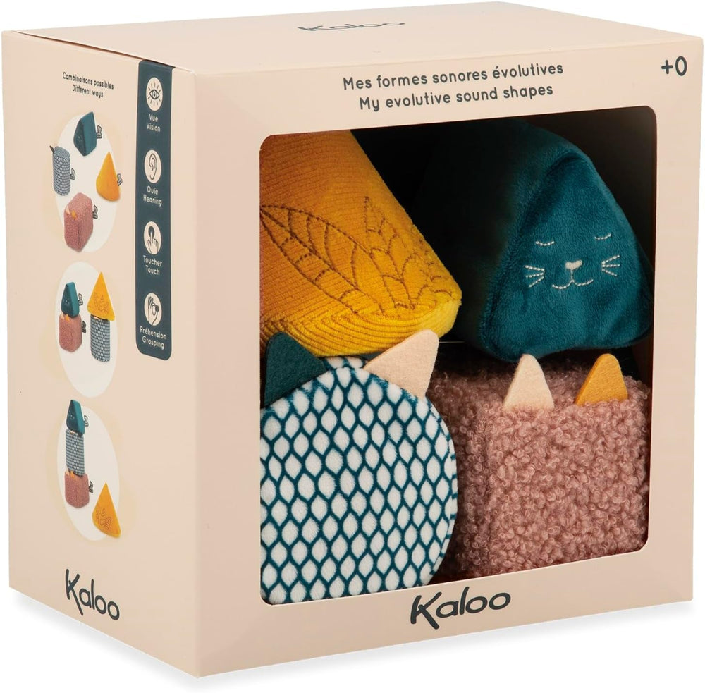 KALOO - Stimuli - 4 formes évolutives avec sons - Produits pour enfants - Jeu d'empilage - Compétences d'audition et de préhension - Dès la naissance, K227002 Jouets bébé Naty Shop