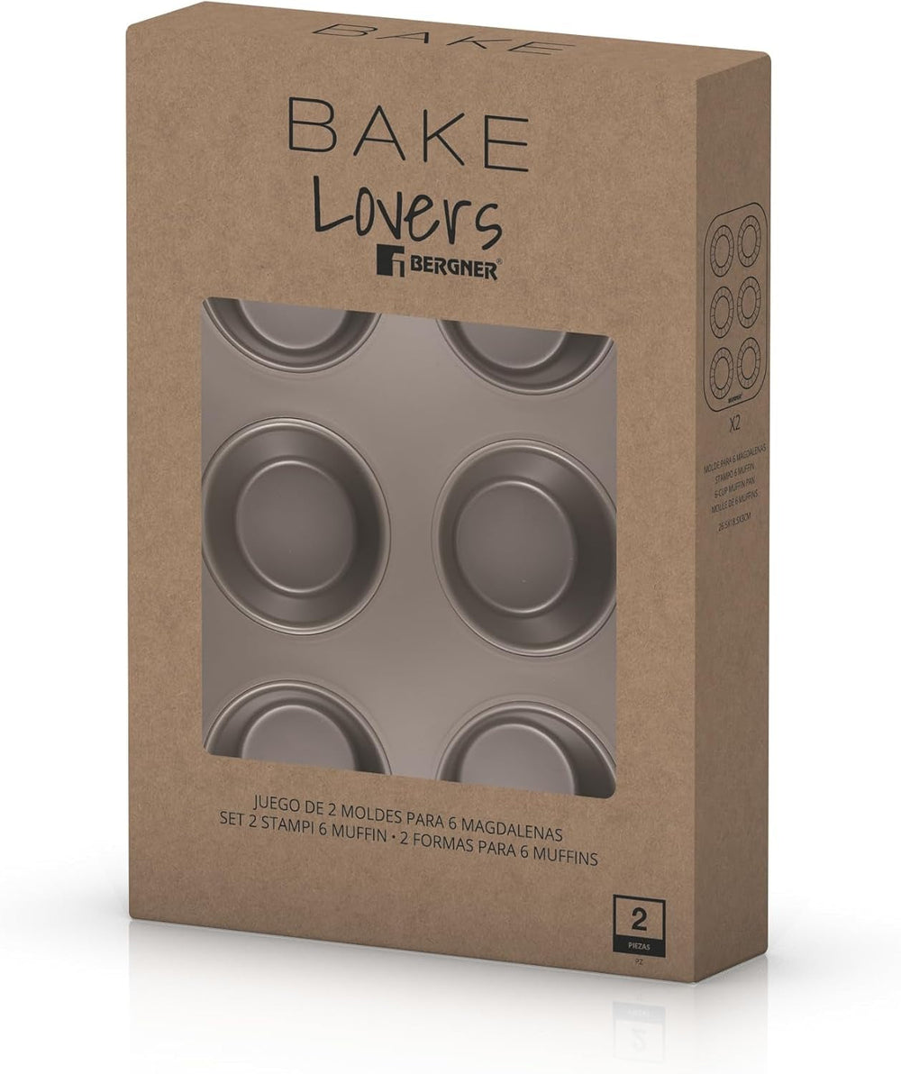 BERGNER BAKING LOVERS - Set Von 2 X 6 Cup Muffinformen - Kohlenstoffstahl Mit Ilag Essential, PFOA Frei, Leicht Zu Reinigen Moules et plaques pour la pâtisserie Naty Shop