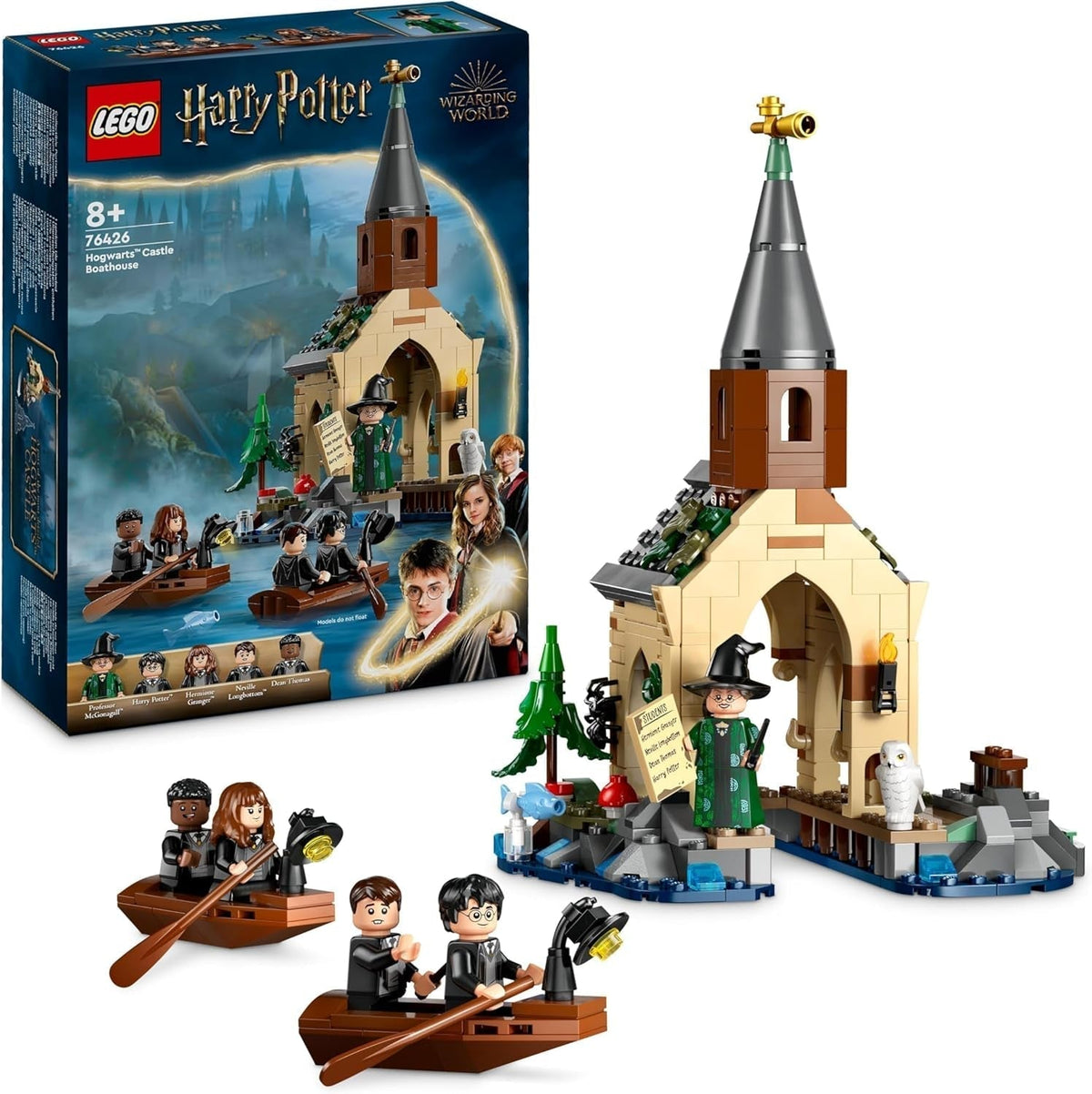 LEGO Harry Potter Modèle de hangar à bateaux du château de Poudlard pour enfants, comprend 2 bateaux à construire et 5 mini figurines, cadeau pour les filles, les garçons et tous les fans à partir de 8 ans 76426 Ensembles de construction Besuche den LEGO-Store Single