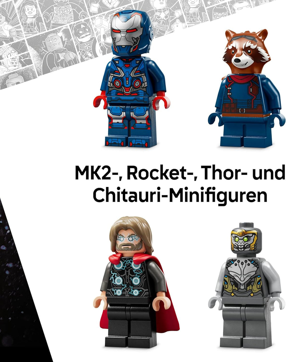 LEGO ǀ Marvel Avengers: Endgame Thor vs. Chitauri Bauset - Superhelden Action mit dem Iron Patriot Mech und 7 Minifiguren - Geschenk für Jungen und Mädchen ab 8 Jahren - 76322