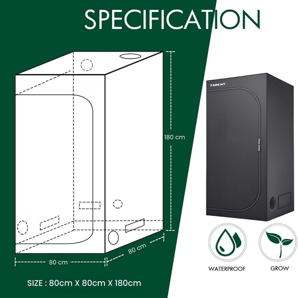 Tente de culture 80x80x180cm, avec plateau de base amovible et étanche, taille idéale pour la culture hydroponique
