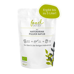 foodsetter Bio Haferdrink Pulver | Sachet de 500g | Poudre de Hafer | Haferpulver instantané | Bio-qualité | Végétalien | Sans gluten | Ohne Zuckerzusatz | 0,5 kg