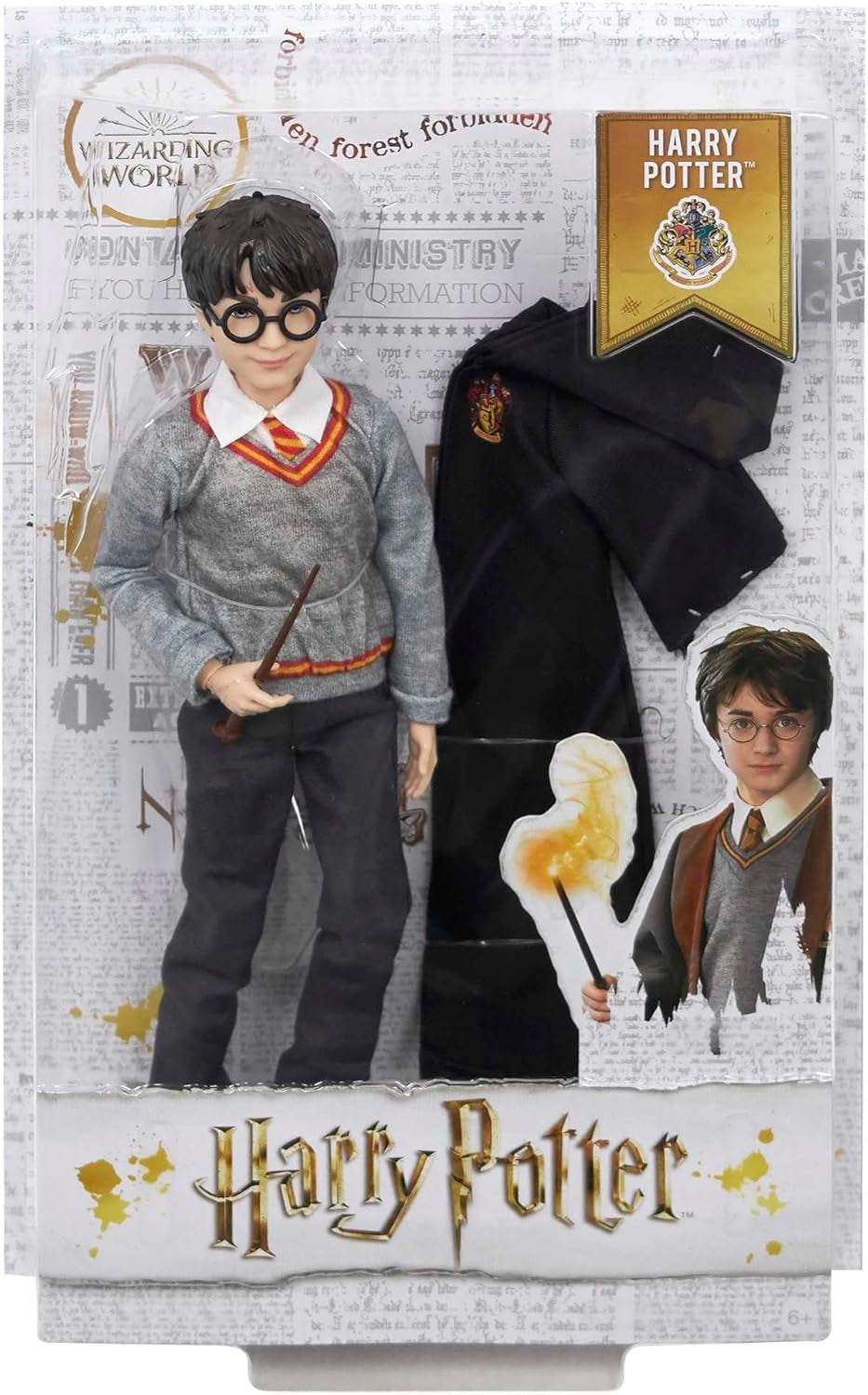 Mattel Harry Potter - Poupée de collection (26 cm environ) avec uniforme de Poudlard, robe et baguette de Gryffondor, jouet à partir de 6 ans FYM50 Figurines Naty Shop