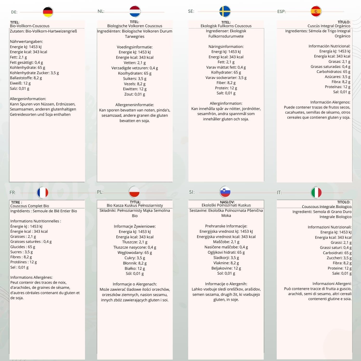 Couscous biologique Wholefood Earth – 1kg | Brut | Sans OGM | Végétalien | Riche en fibres | Certifié biologique