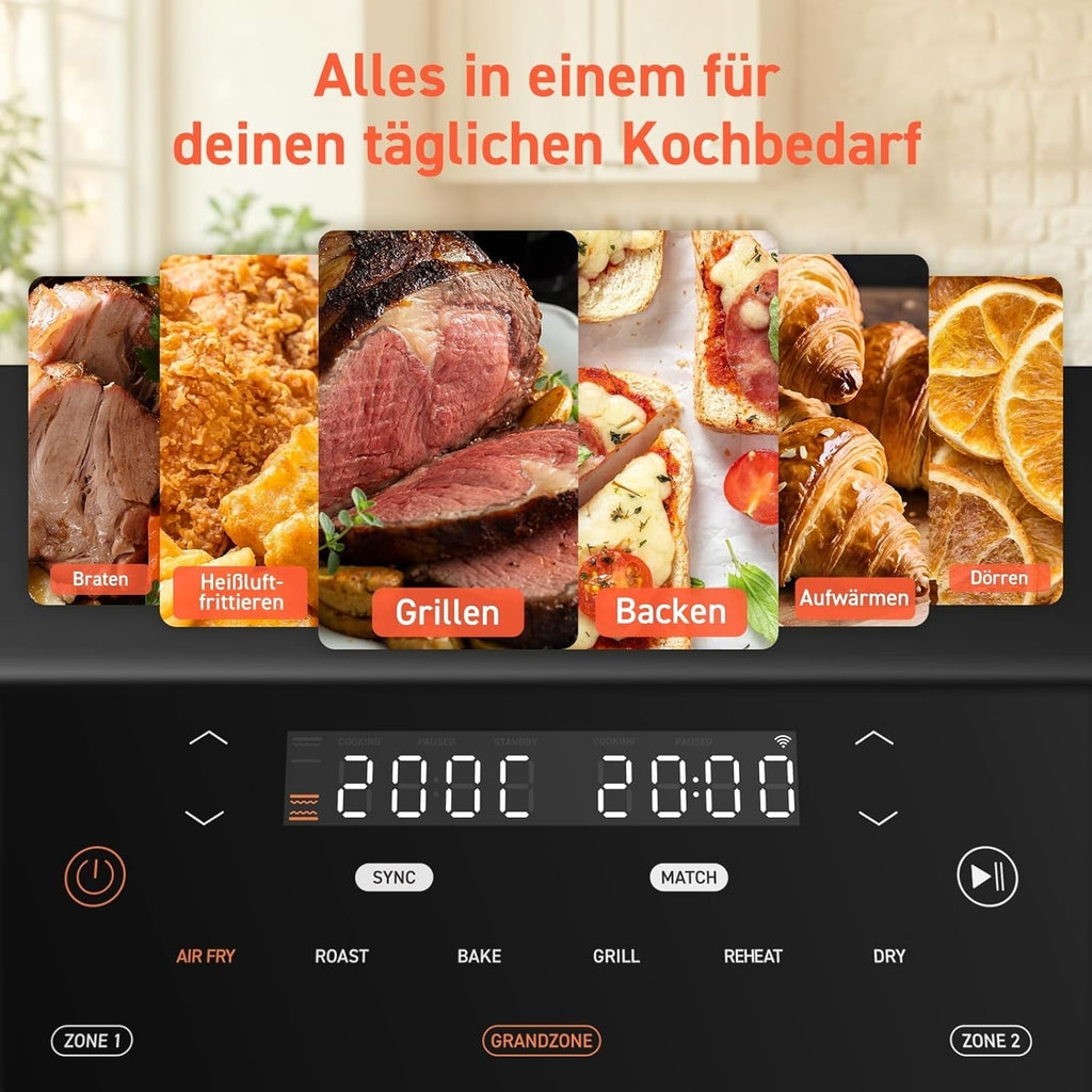 COSORI Hot Air Fryer 2 camere Airfryer, 8-In-1 Dual Blaze Twinfry XXL, 10litri Electrocasnice Naty Shop