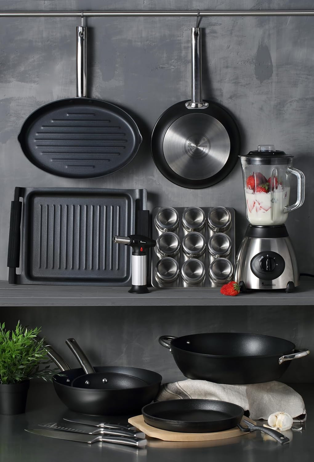 Masterpro Foodies - tavi de copt pentru 6 brioșe - Distribuție uniformă a căldurii - Fabricate din oțel carbon - Fund antiferent - Detașabil și ușor de spălat Matrite si tavi pentru copt Naty Shop