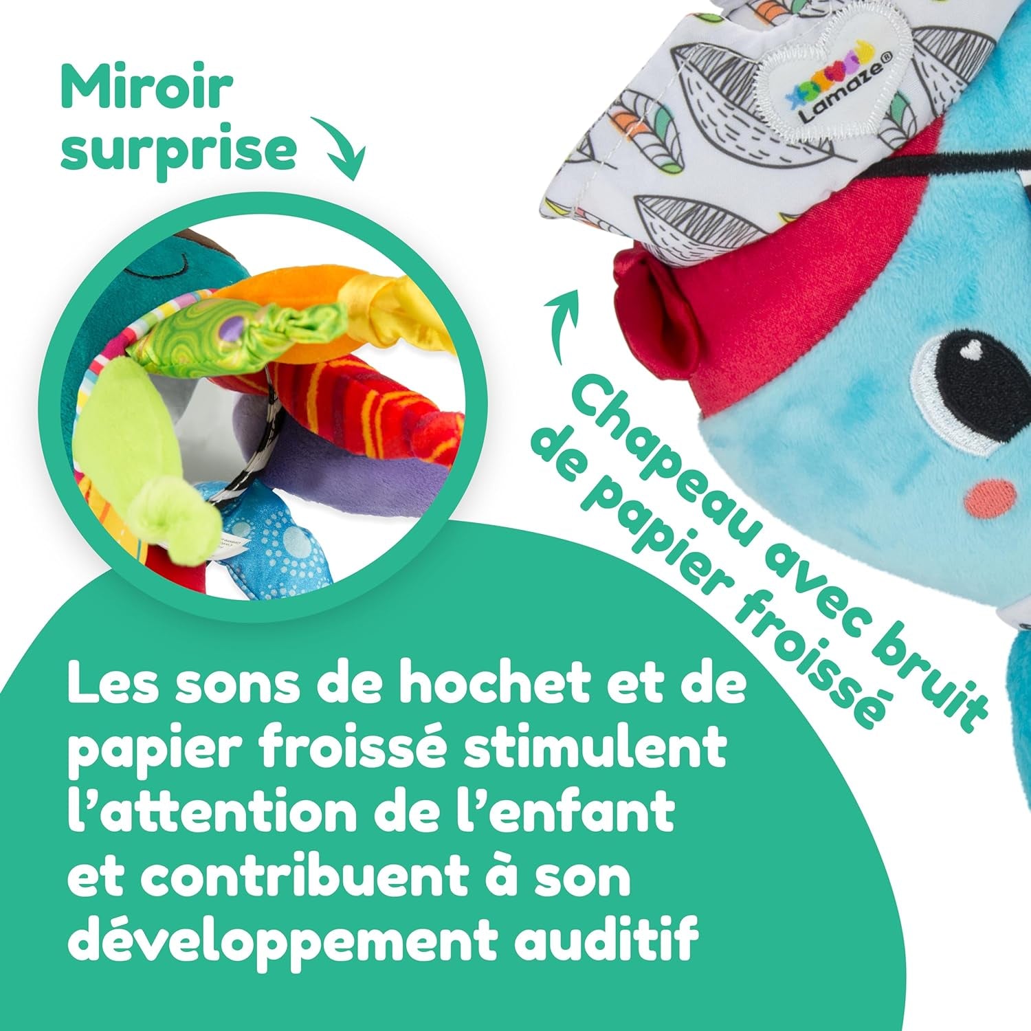 Jucărie pentru copii Lamaze "Căpitanul Calamari, caracatița pirat" Clip & Go, jucărie de înaltă calitate pentru copii mici, consolidează relația părinte-copil, jucărie pentru copii, 0-6 luni Jucarii Bebe Naty Shop