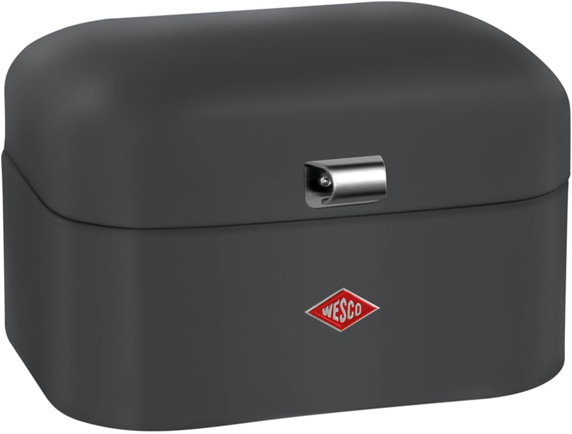 Coș de pâine WESCO Single Grandy în culoarea verde mentă, tablă de oțel acoperită cu pulbere, găuri de ventilație și mâner robust Cutii depozitare alimente Naty Shop Grafit mat