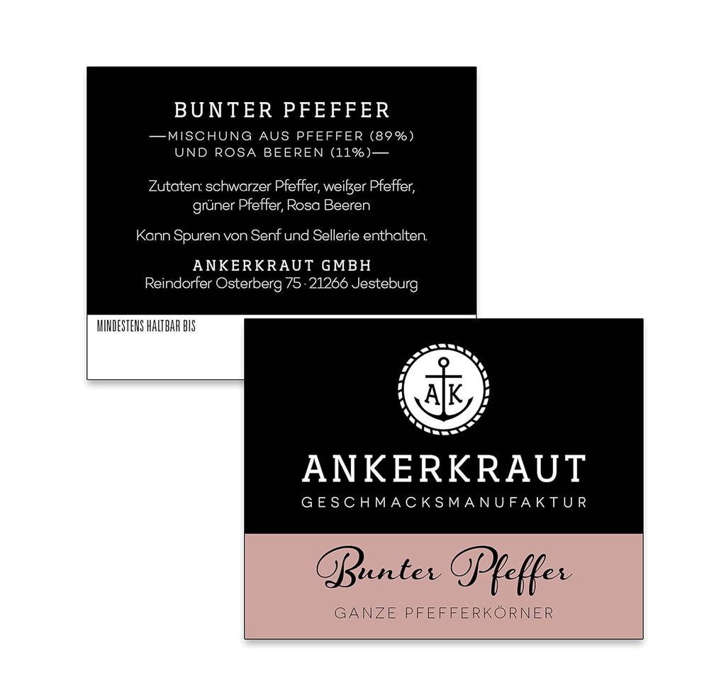 Ankerkraut Bunter Pfeffer, ganze Pfefferkörner für die Pfeffermühle, 150g dans le sachet